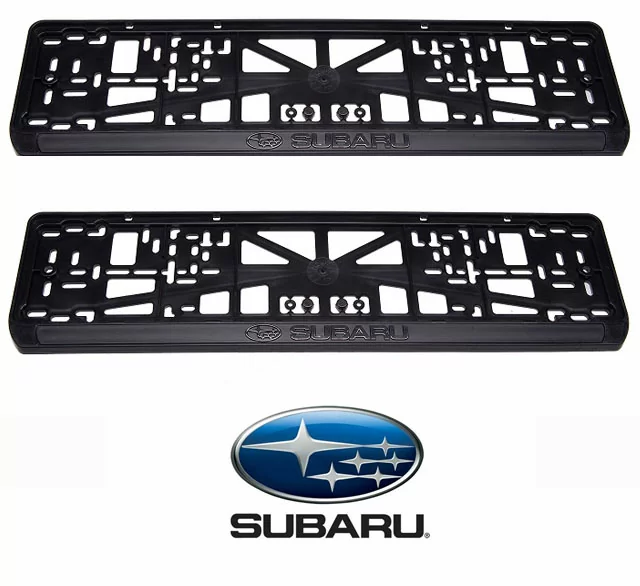 Рамки номерного знака Subaru, пластиковые, комплект: 2 рамки, 4 хромированных самореза