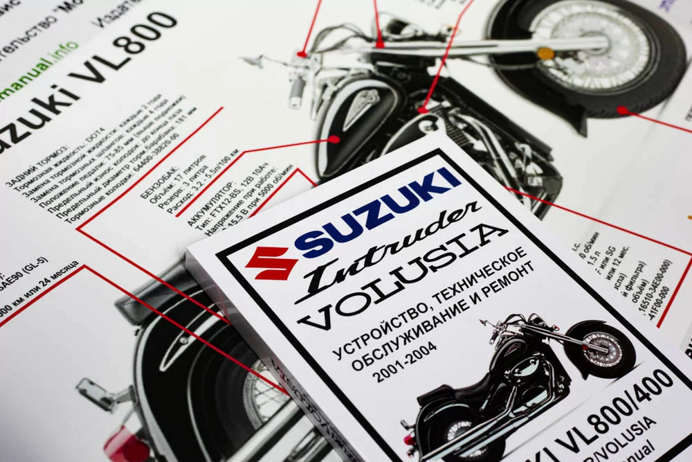 Suzuki VL800/400 Intruder/Volusia: Руководство по эксплуатации, техническому обслуживанию и ремонту на русском языке. Мото Сервис Мануал