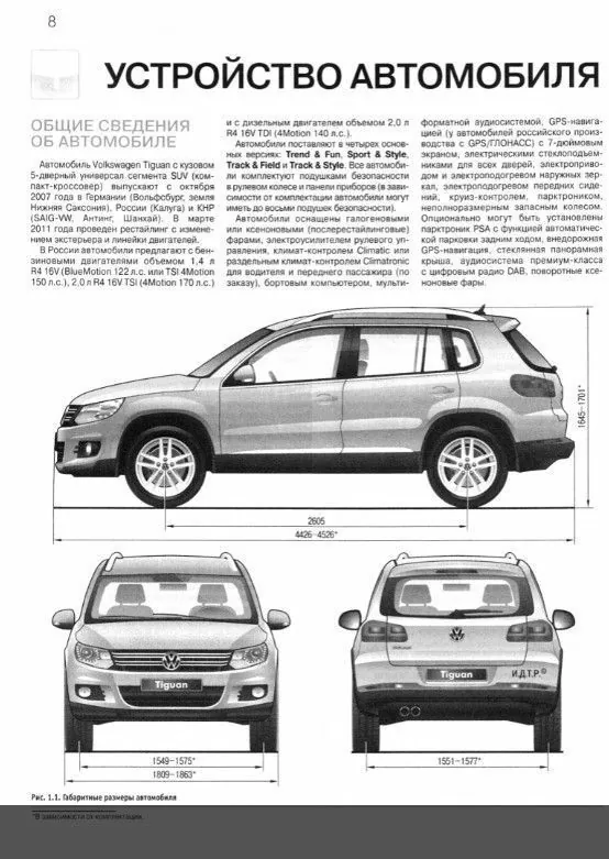 Книга: VOLKSWAGEN TIGUAN (б , д) с 2007 + рест. с 2011 г.в. рем., экспл., то, Ч/Б фото, сер. ШАР | Третий Рим