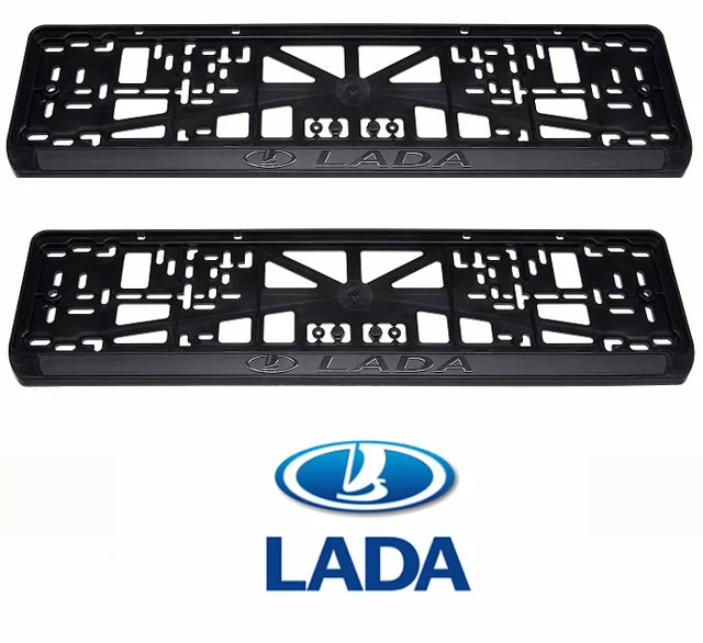 Рамки номерного знака LADA, пластиковые, комплект: 2 рамки, 4 хромированных самореза