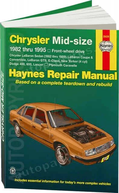 Книга: CHRYSLER  LEBARON / DODGE 400 / 600 / LANCER / PLYMOUTH CARAVELLE (б) 1982-1995 г.в., рем., то | Haynes