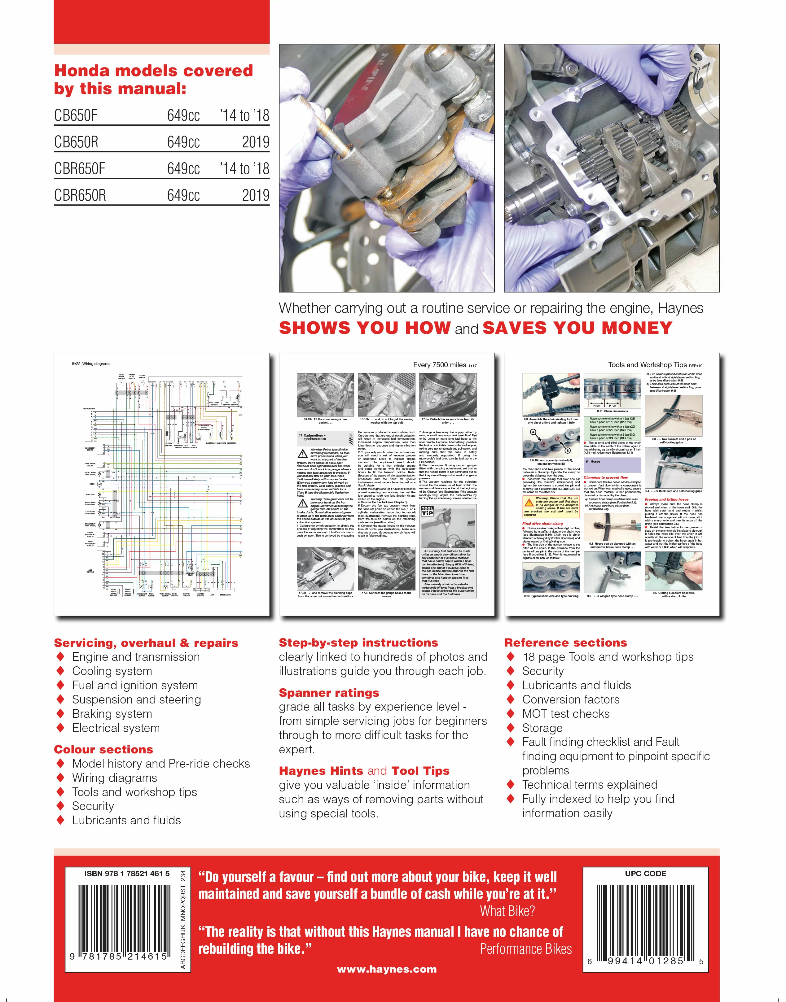 Книга: HONDA CB650F / CBR650F / CB650R / CBR650R 2014-2019 г.в., рем., экспл., то | Haynes