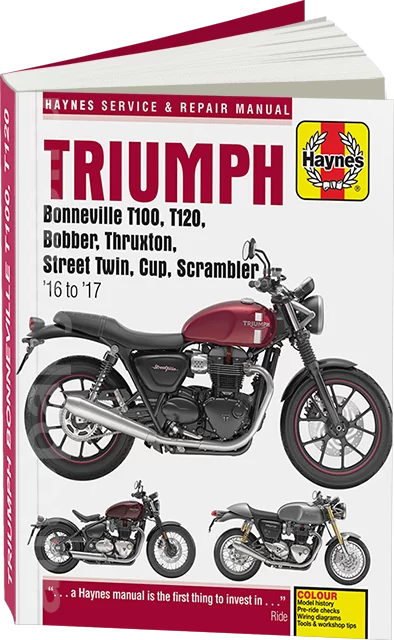 Книга: TRIUMPH BONNEVILLE T100 / T120 / BOBBER / THRUXTON / STREET TWIN / CUP and SCRAMBLER (б) 2016-2017 г.в., рем., экспл, то | Haynes