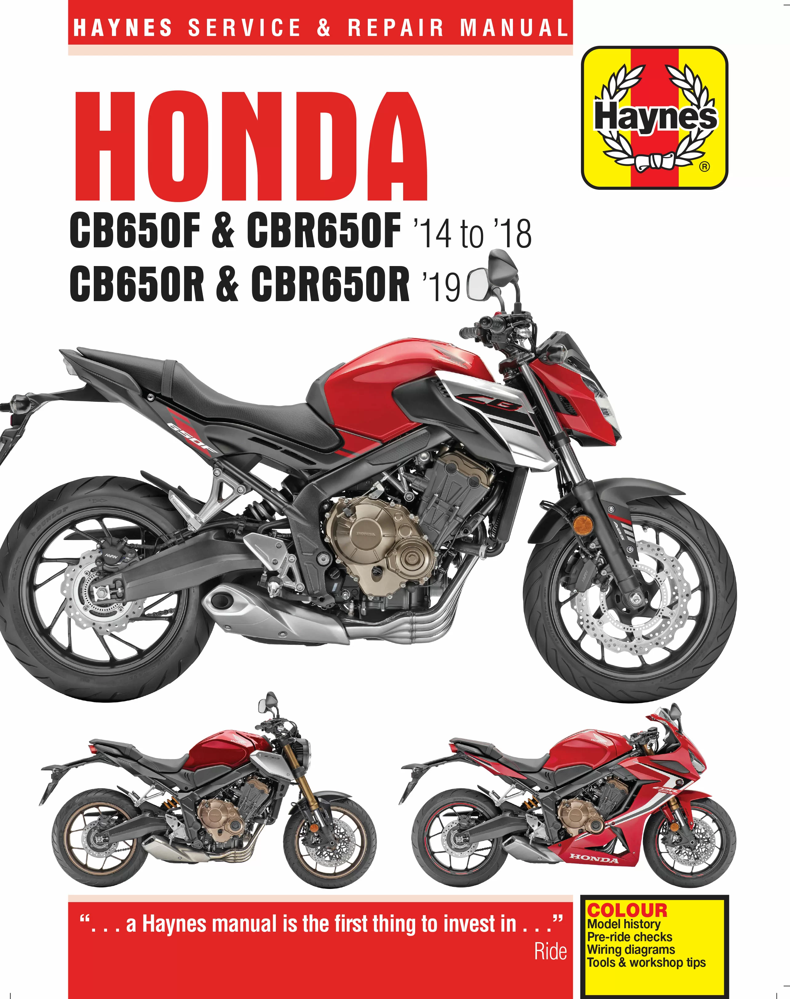 Книга: HONDA CB650F / CBR650F / CB650R / CBR650R 2014-2019 г.в., рем., экспл., то | Haynes