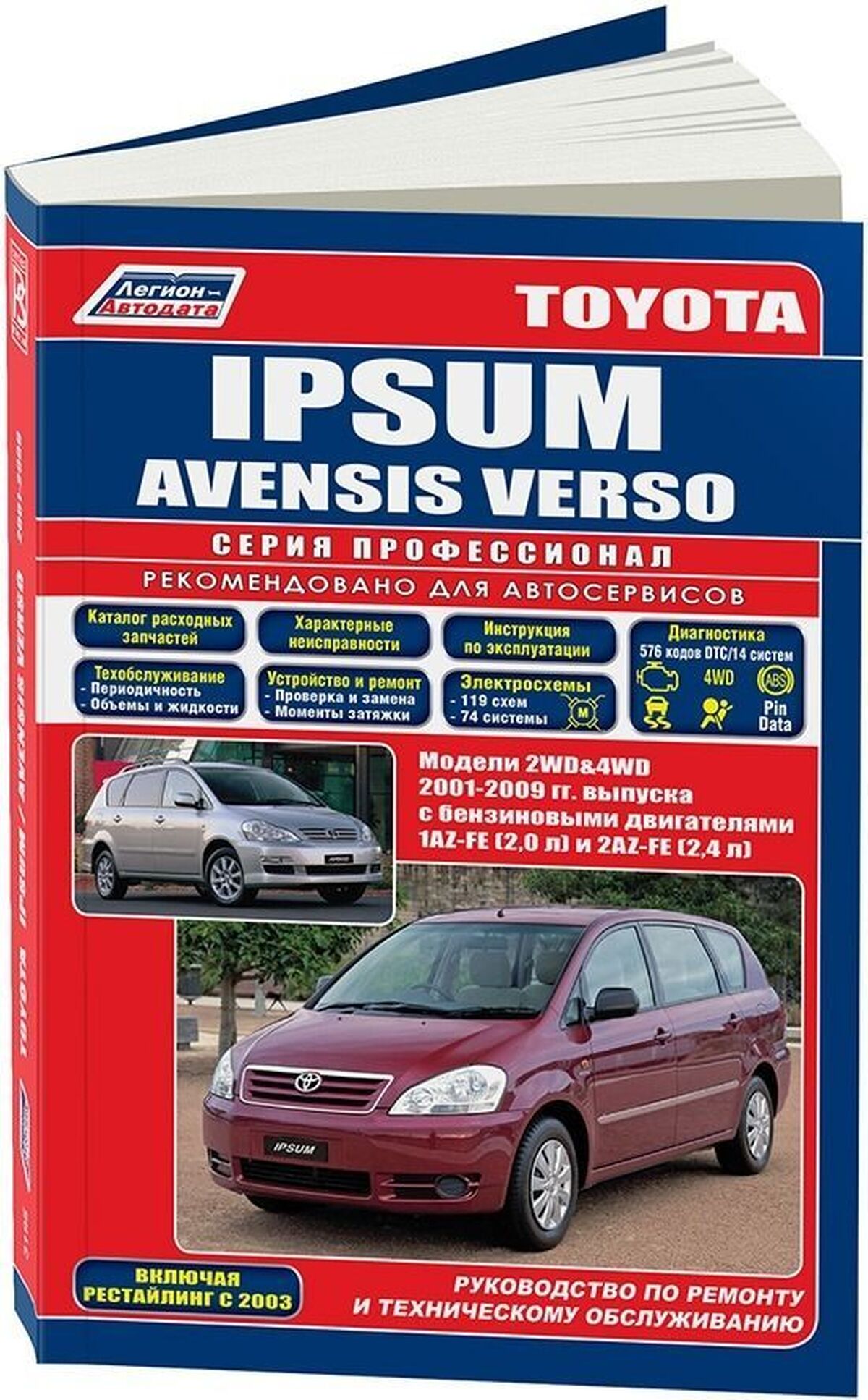 TOYOTA IPSUM / AVENSIS VERSO бензин с 2001-2009 г.в. - подробное руководство по техническому обслуживанию и ремонту, инструкция по эксплуатации, электрические схемы