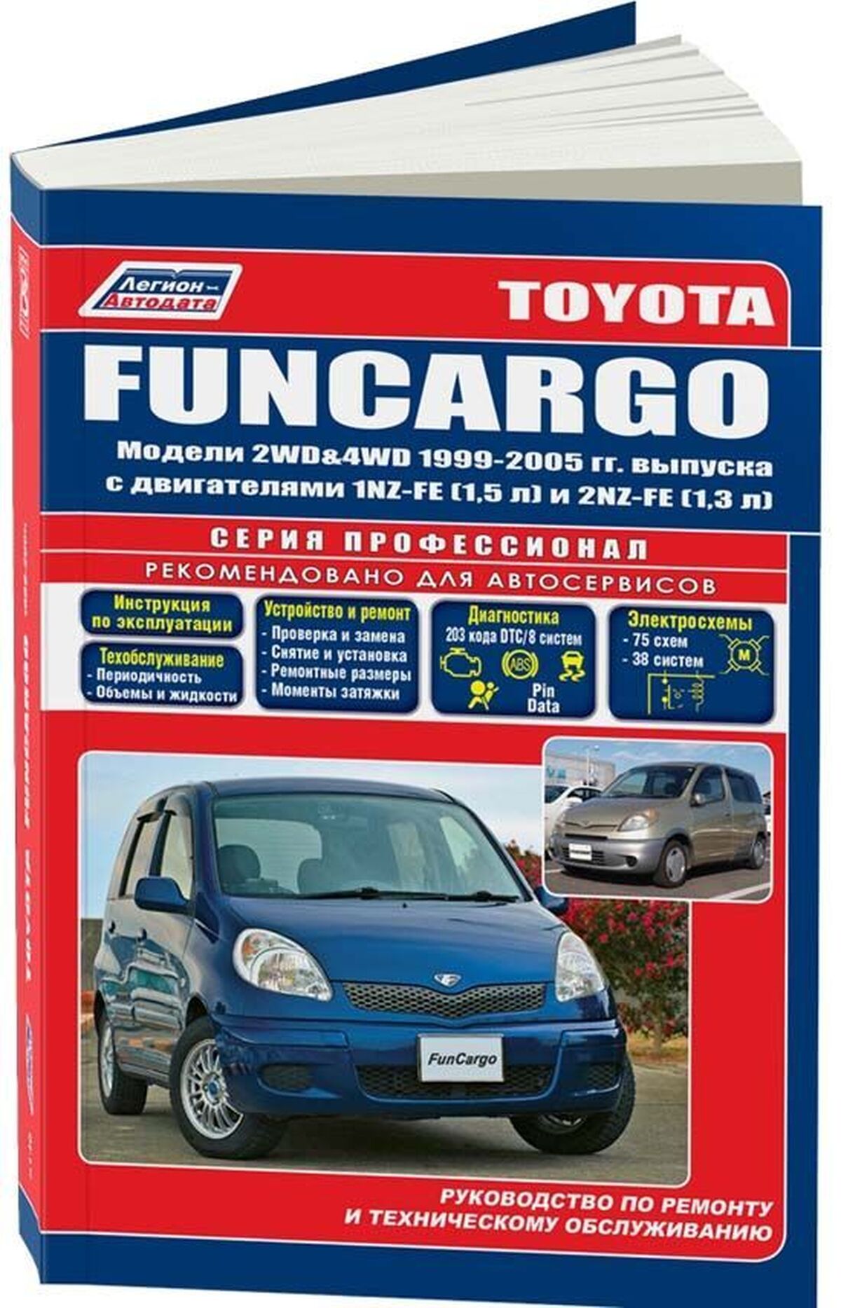 TOYOTA FUNCARGO бензин 1999-2007 г.в. - подробное руководство по техническому обслуживанию и ремонту, инструкция по эксплуатации, электрические схемы
