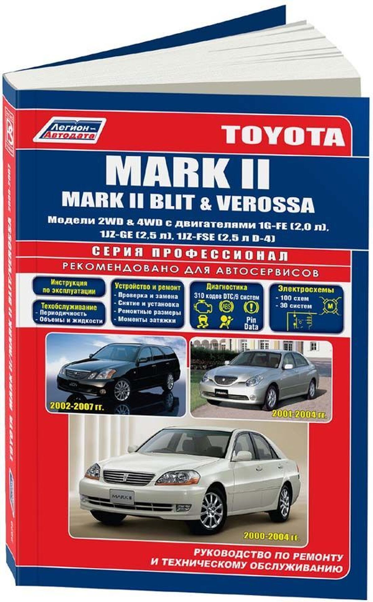 TOYOTA MARK II / MARK II BLIT / VEROSSA бензин 2000-2007 г.в. - подробное руководство по техническому обслуживанию и ремонту, инструкция по эксплуатации, электрические схемы