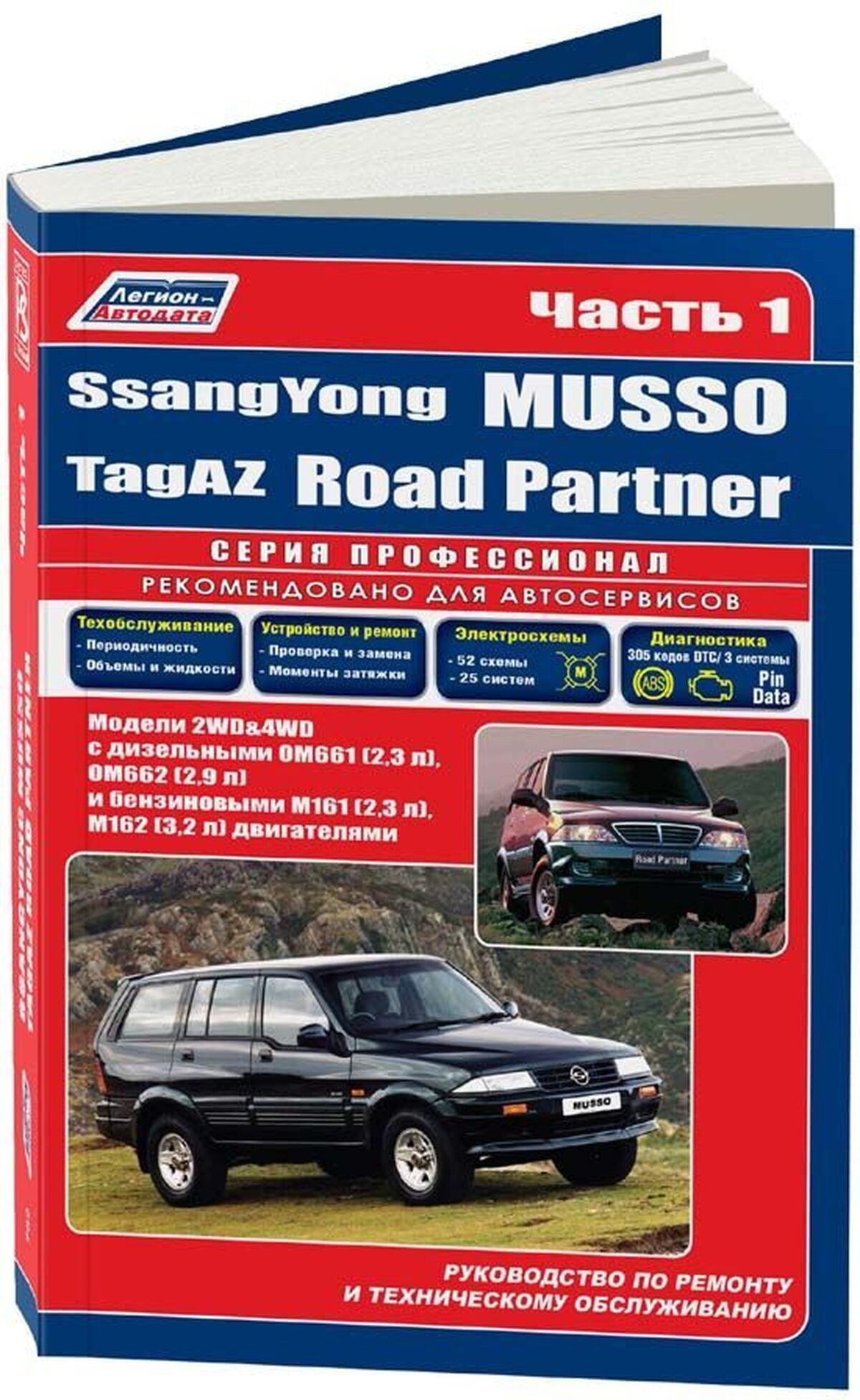 Автокнига: руководство / инструкция по ремонту и эксплуатации SSANG YONG  MUSSO (САНГ ЙОНГ МУССО) бензин / дизель с 1993 года выпуска в 2-х частях,  5-88850-077-1, издательство Легион-Aвтодата - Легион-Aвтодата