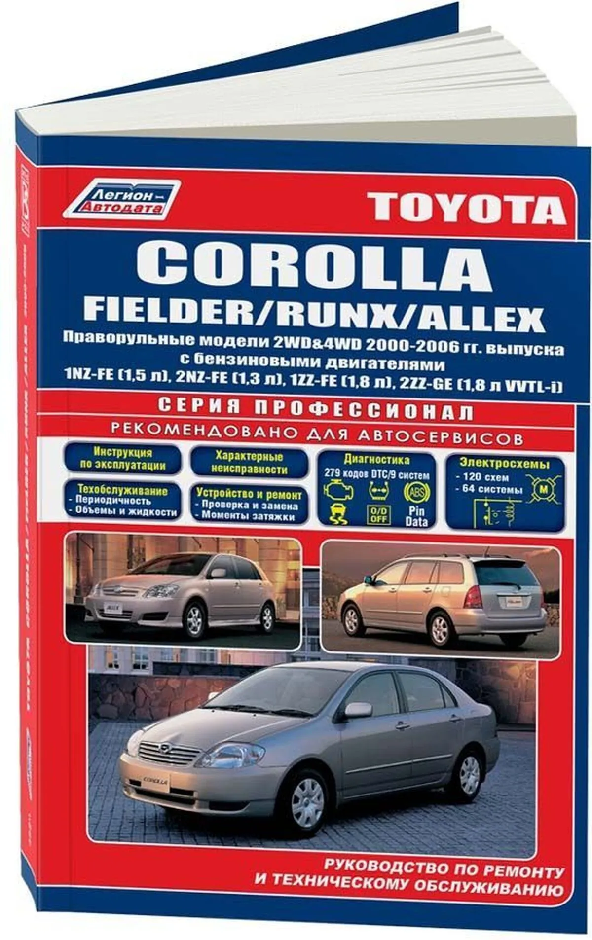 Автокнига: руководство / инструкция по ремонту и эксплуатации TOYOTA  COROLLA FIELDER / RUNX / ALLEX (ТОЙОТА КОРОЛЛА ФИЛДЕР /РАНКС / АЛЛЕКС)  бензин с 2000 года выпуска , 5-88850-247-2, издательство Легион-Aвтодата -  Легион-Aвтодата